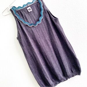 M BY MISSONI knit sweater tank top sleeveless grey size 12 blouse wool viscose